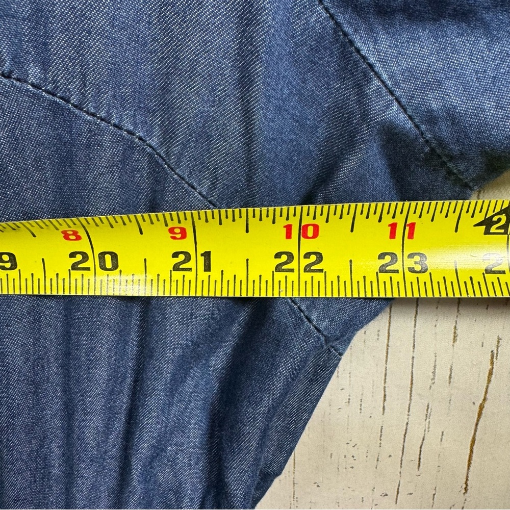 Lane Bryant Chambray Shirt Dress Size 18 Drawstring Waist Minimalist Preppy - Picture 13 of 14